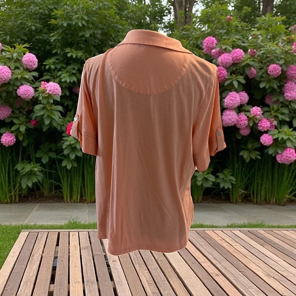 Coral Bay Peach Button-Up Blouse - Picture 2 of 3